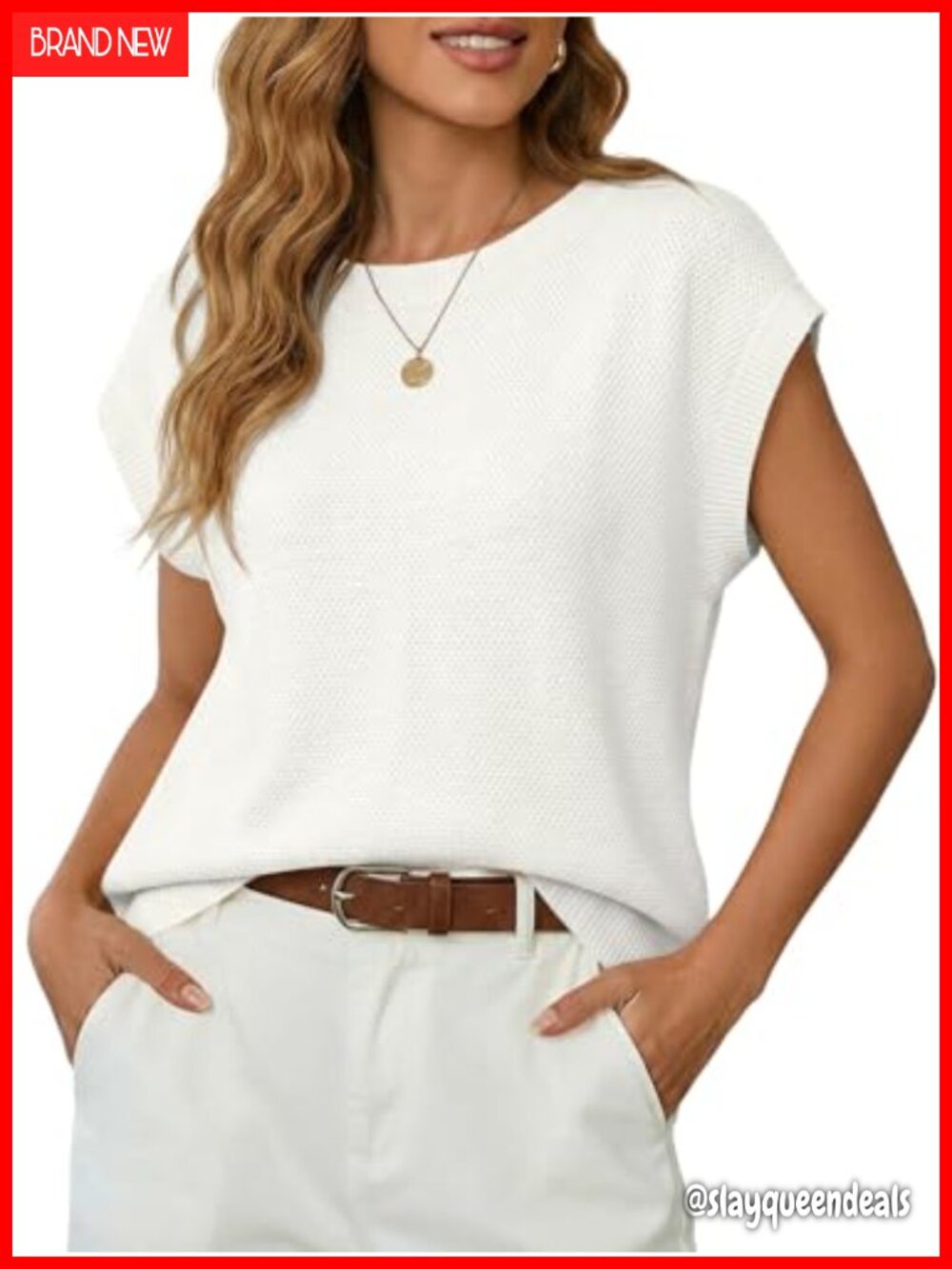 Womens Cap Sleeve Knit Sweater Vest Summer Tank Top Loose Fit